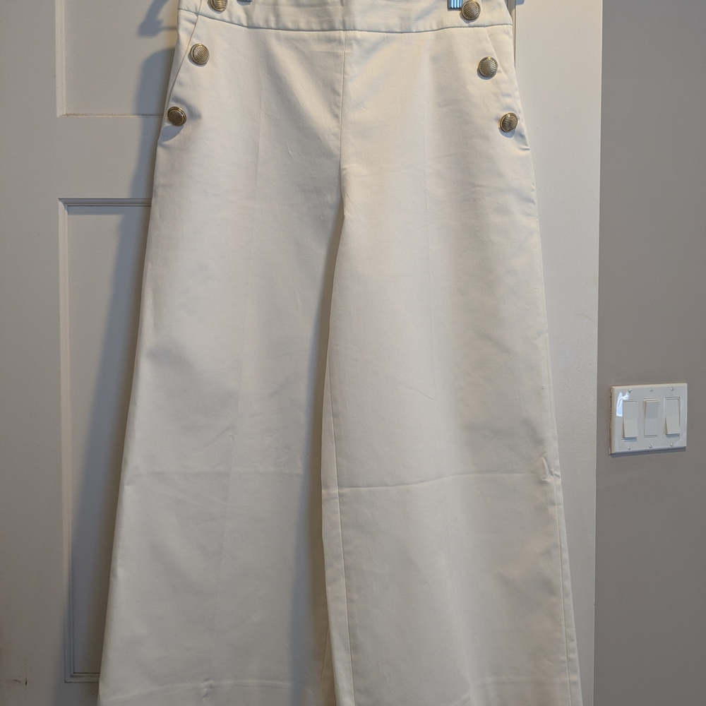 Zara Cream Trousers. Wide-leg.